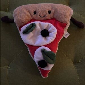 Jellycat Red & Brown Plush Pizza Slice with Green Toppings